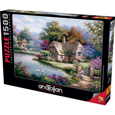 Anatolian 1500 Parçalık Kuğular ve Kır Evi Puzzle - Zorluk Seviyesi Standart, Kaliteli