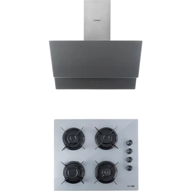 Luxell 2 Li Gri Cam Set (Davlumbaz-Ocak) A Enerji Sınıfı 4 Gözü Doğalgazlı Yüksek