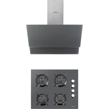 Luxell Gri Cam Set (Davlumbaz-Ocak) A Enerji Sınıfı 4 Gözlü Yüksek Performanslı Mutfak