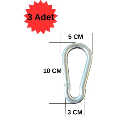 Ay Yapı Market 10MM Karabina Yaylı Kanca Çelik Kilit Olta Dağcılık Kamp Malzemeleri Salıncak