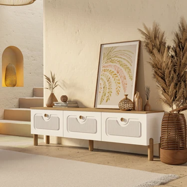 Mezza 4090 Napoli 180 cm (Membran Mdf Kapaklı) Bohem Tv Ünitesi Sepet -