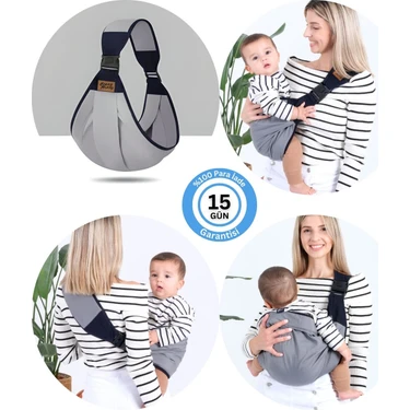 Taş Gri Ergonomik Bebek Taşıma Çantası Bebek Taşıyıcı Sling Puset Ana Kucağı Kanguru Hafif