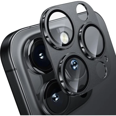 Fibaks Apple iPhone 16 Pro & Apple iPhone 16 Pro Max Uyumlu Çerçeveli Tam Koruma Kamera Lens