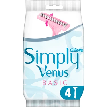 Gillette Simply Venus 3 Kadın Kullan At Tıraş Bıçağı 4'lü Kaygan Bantlı Tahriş Azaltıcı