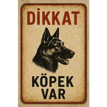 Lucena Metal Dikkat Köpek Var Retro 15CM x 20CM Uyarı Levhası