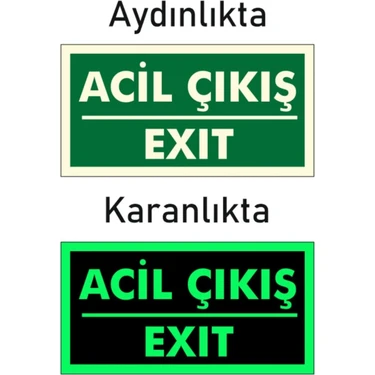 Ünal Grup Fotolümen Fosforlu Acil Çıkış/Exit Yön Levhası Dayanıklı Malzeme İle Ergonomik