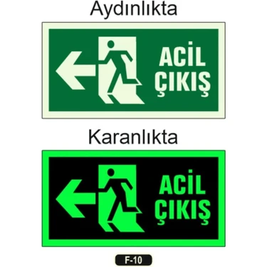 Fotolümen Fosforlu Acil Çıkış Sol Yön Levhası 12X25