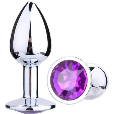 Lolita Shop Gümüş Metal Mor Lüks Mücevher Taşlı 7 cm Lüks  Alıştırıcı Açıcı Genişletici Tıpa Plug