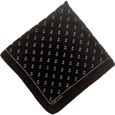 100% Pamuklu Çapa Desenli Bandana Kare Pamuklu
