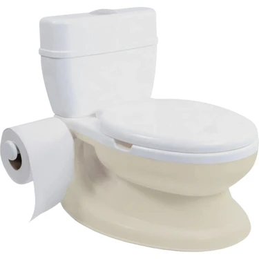 Dolu Nuve Eğitici Lazımlık Bej-Beyaz Tuvalet Kağıtlıklı 18+ Ay Yaş Grubu İçin Ergonomik