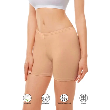 Özkan Underwear 26591 Kadın Pamuklu Likralı Ara Boy Diz Üstü Kısa Tayt Şort