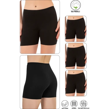 Özkan Underwear Özkan 26591 3'lü Paket Kadın Pamuklu Likralı Esnek Ara Boy Diz Üstü Kısa Tayt Şort