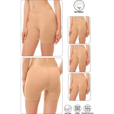 Özkan Underwear Özkan 26591 3'Lü Paket Kadın Pamuklu Likralı Esnek Ara Boy Diz Üstü Kısa Tayt Şort
