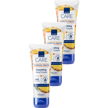 Avon Care Tropical Fruits Ananas, Mango ve Papaya Özlü El Kremi 75 Ml. Üçlü