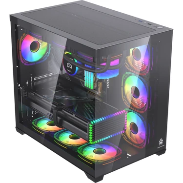 F-7 Lite V2 Gaming Atx Akvaryum Kasa Uzaktan Kumandalı 7 Rgb
