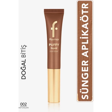 Flormar Puffy Liquid Hafif Yapılı & Sünger Aplikatörlü Yoğunluğu Ayarlanabilir Likit Kontür (02 Hot
