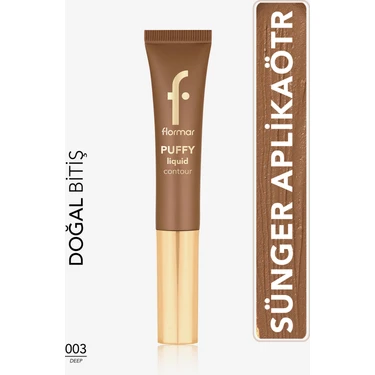 Flormar Puffy Liquid Hafif Yapılı & Sünger Aplikatörlü Yoğunluğu Ayarlanabilir Likit Kontür (003