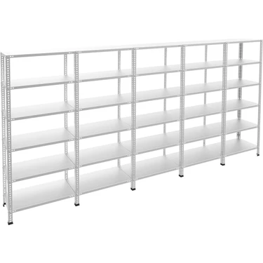 Rafburada 6 Katlı 5'li Bitişik Galvaniz Çelik Raf.depo,dosya Raf 0.70