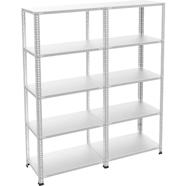 Rafburada 5 Katlı Duble Galvaniz Çelik Raf - Depo, Arşiv, Kiler, Dosya, Market Rafı - 43x60 cm-200