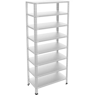 Rafburada 8 Katlı Galvaniz Çelik Raf - Depo, Arşiv, Kiler, Dosya, Market Rafı - 31x60 cm-200