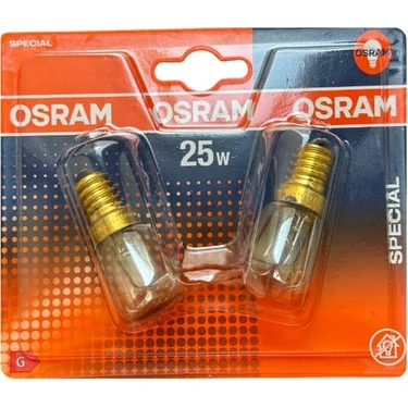 Osram 25W Sarı Işık E14 Duylu (Ince Duy) Fırın Ampulü (2'li Paket)
