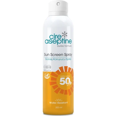 Cire Aseptine 50 SPF Güneş Koruyucu Sprey 200 ml Suya Dayanıklı Ve Transparan