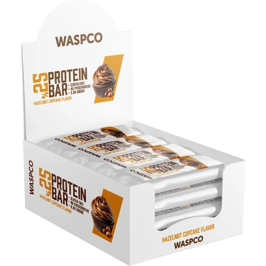 WaspCo Bitter Çikolata Kaplı Fındıklı Cupcake Aromalı Protein Bar 12 Adet x
