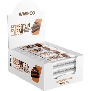 Waspco Bitter Çikolata Kaplı Çikolatalı Kek Aromalı Protein Bar 12 Adet x