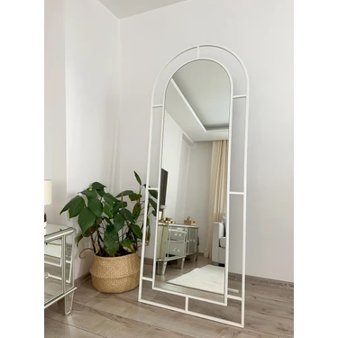 Beyaz Metal Çerçeveli 180 x 70  cm  Pencere Model Oval Ayaklı Boy