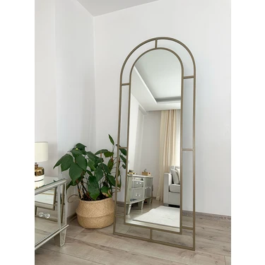 Effe Yapı Dekor Eskitme Metal Çerçeveli 180X70 cm Pencere Model Oval Ayaklı Boy