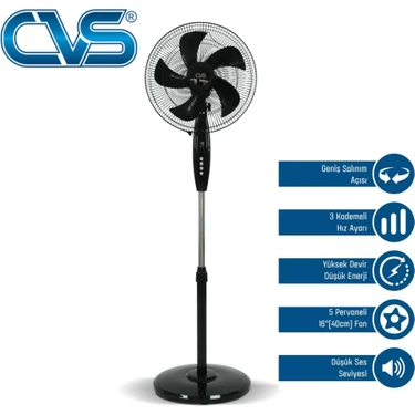 Cvs Dn 91035 16'' Ayaklı Vantilatör 55 Watt Geniş Salınım Açısı ve Düşük Ses Seviyesi ile Yüksek