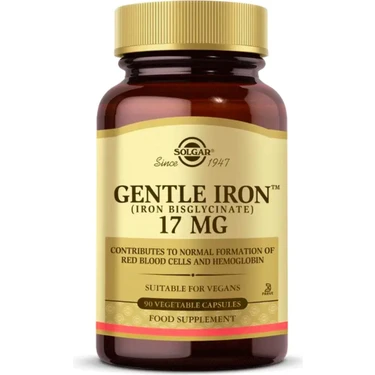 Solgar Gentle Iron 17 Mg 90 Kapsül Vegan Besin Takviyesi Amerika Menşeli Yüksek