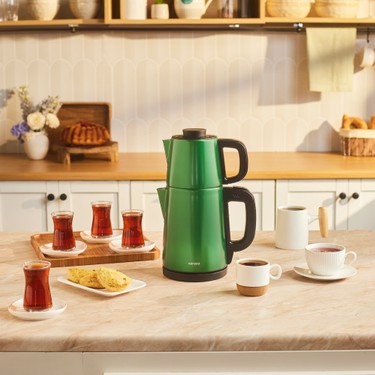 Tea Break 2 In 1 Inox Çelik Çay Makinesi Emerald Green