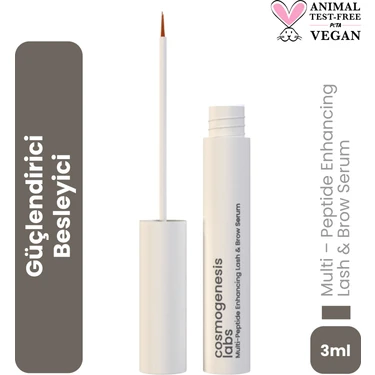 Cosmogenesis Labs Kaş Kirpik Canlandırıcı Serum 3ml – Su Bazlı Besleyici Dolgunlaştırıcı Vegan (%1