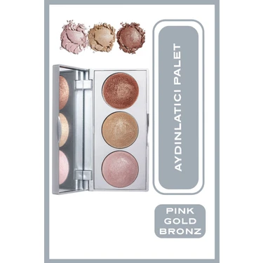 Golden Rose Strobing Highlighter Palette - 3'lü Fırınlanmış Aydınlatıcı