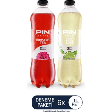 Pin Hibiskus & Pin Cool Lime Deneme Paketi - Şekersiz & Kalorisiz - 6 Adet x 1 Litre Ice
