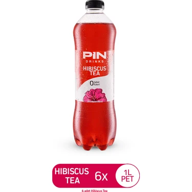 Pin Hibiskus Çayı - Şekersiz & Kalorisiz - 1 Litre x 6
