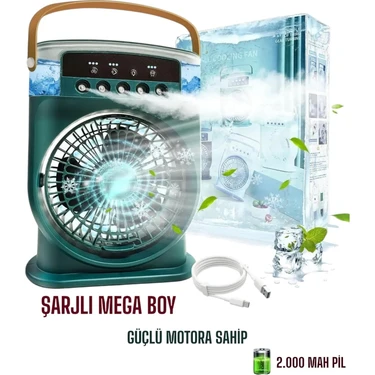 Enshall Şarjlı Işıklı 600ML 5 Spreyli Vantilatör Buzlu Buharlı Mini Klima Mini