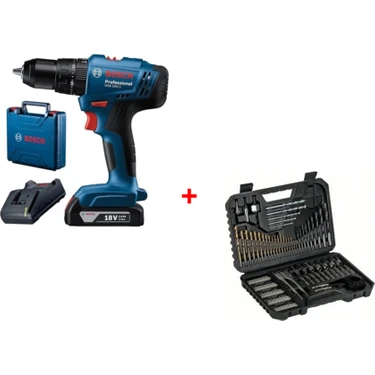 Bosch Gsb 183-LI 18V 2AH Darbeli Tek Akülü Vidalama Şarjlı Matkap ve 103 Parça Karışık Aksesuar