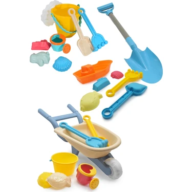 Waldern Toys Lux 24 Parça Plaj Seti El Arabası Gemi Kova Kürek Takımı Renkli Eğlenceli