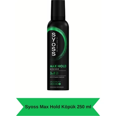 Syoss Max Hold Saç Köpüğü 250 ml – 48 Saat Ekstra Güçlü Tutuş, Elektriklenme Karşıtı, Vitamin