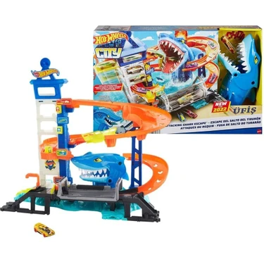 Hot Wheels Oyun Seti: Şehirdeki Köpek Balığından Kaçış - Macera Temalı Plastik Hediye Erkek