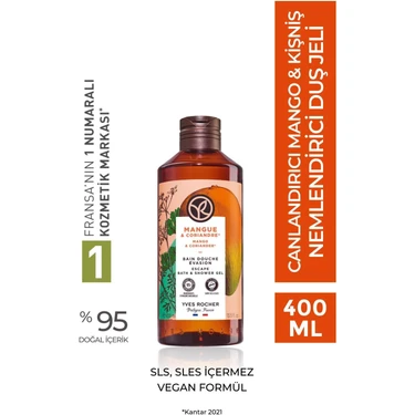 Yves Rocher Duş Jeli - Nemlendirici Canlandırıcı Mango Kişniş-SLS,SLES