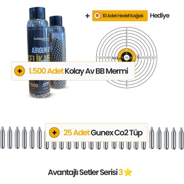 25 Co2 Tüp, 1500 4.5mm Bbs Mermi Set
