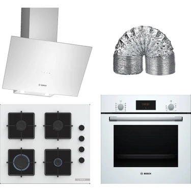 Bosch Beyaz 3'lü Ankastre Set 325 HBF512BW1T POP6C2P30O DWK64PJ20T Enerji Sınıfı A Beyaz