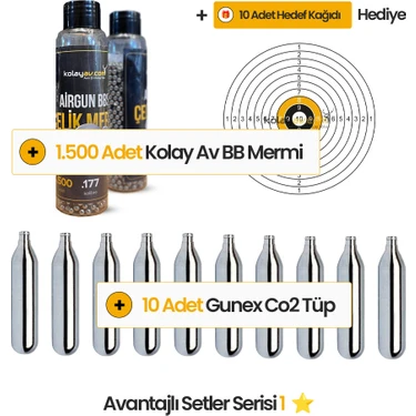 10 Co2 Tüp, 1500 4.5mm Bbs Mermi Set