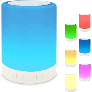 Gece Lambası Dokunmatik Lamba Renkli LED Işık Bluetooth Hoparlör USB Şarj Kablosuz