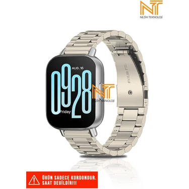 Redmi Watch 5 Active / Redmi 5 Lite Uyumlu Paslanmaz Çelik Baklalı Metal
