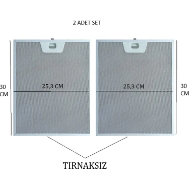 Bosch Hüda  Bosch-Beko-Arçelik-Siemens-Vestel  Davlumbaz Filtre Seti  2 Adet 25,3 x 30