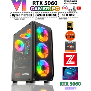 Zeiron GTA-VI X6 ✔ Ryzen 7 5700X 32GB Ram 1TB M.2 Nvme SSD 8gb GDDR7 RTX5060 Ekran Kartı Premium